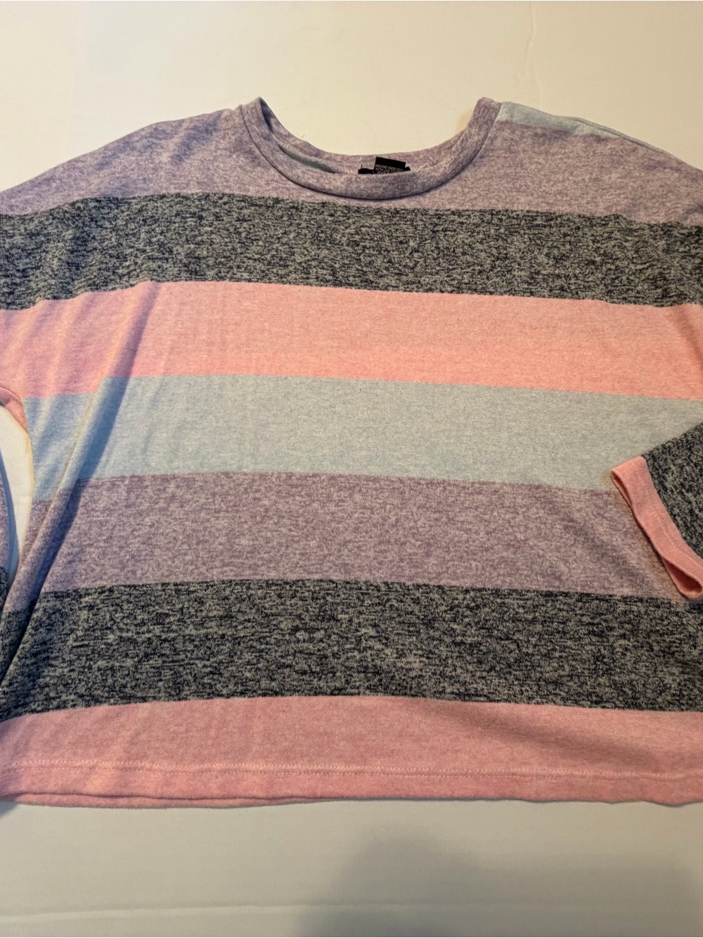 Miss Chievous Women’s L Striped Knit Crew Neck Long Sleeve Stretch Sweater